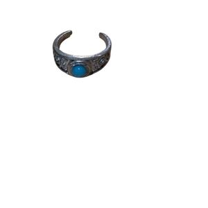 Silver And Blue Bead Toe Ring Size 2 1/2